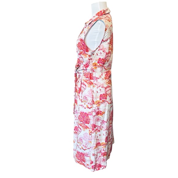 Cath Kidston size 6 Floral Pink and White chinoiserie Sleeveless midi Dress - Picture 2 of 11